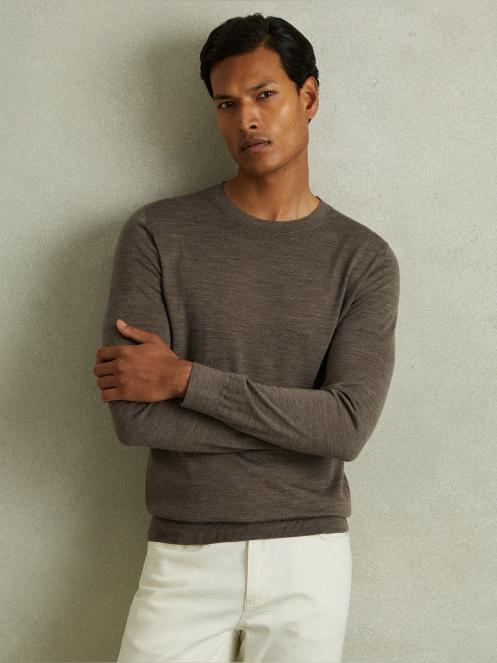 NWT $170 Reiss Wssex Brown Melange Sweater Medium